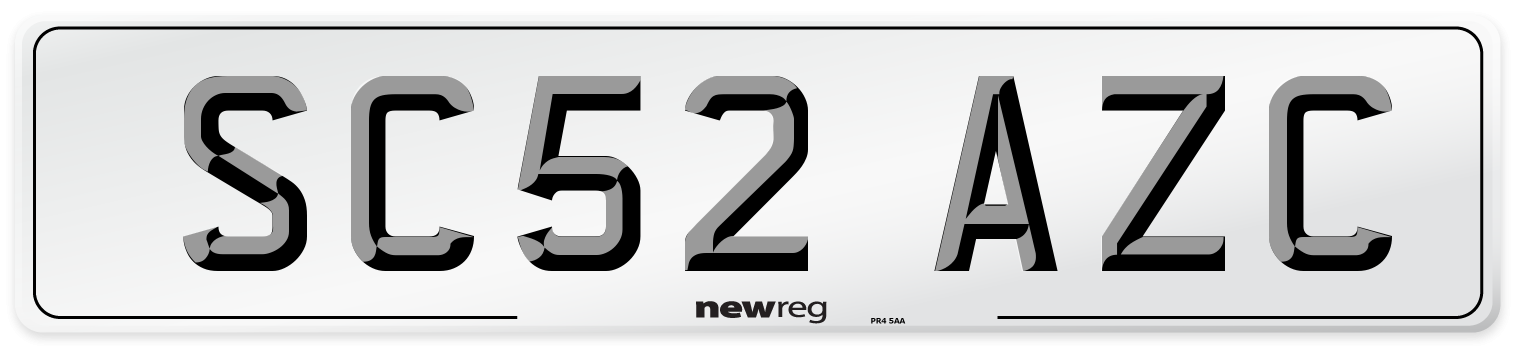 SC52 AZC Number Plate from New Reg